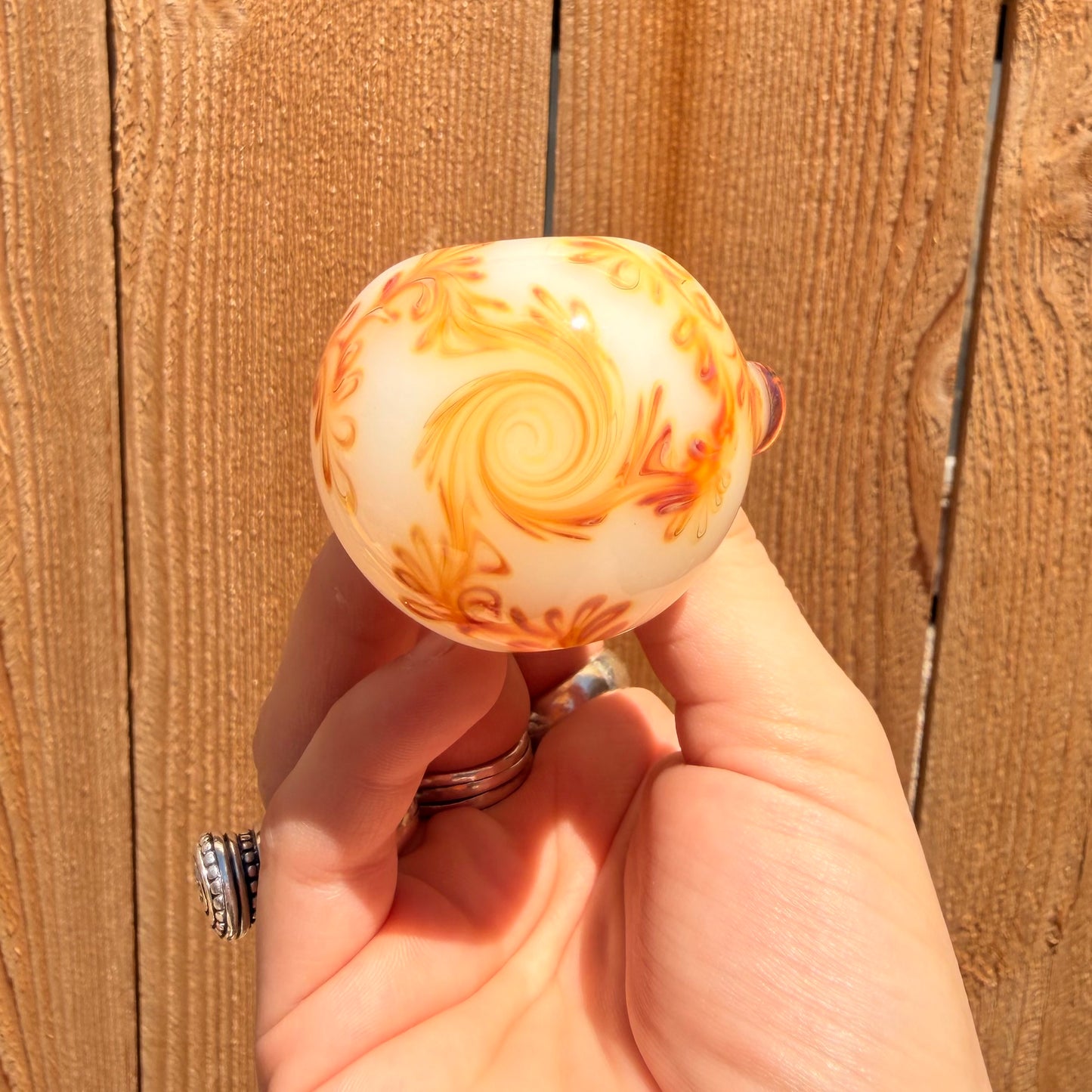 Amber and White Venna Pipe - Sqwashglass