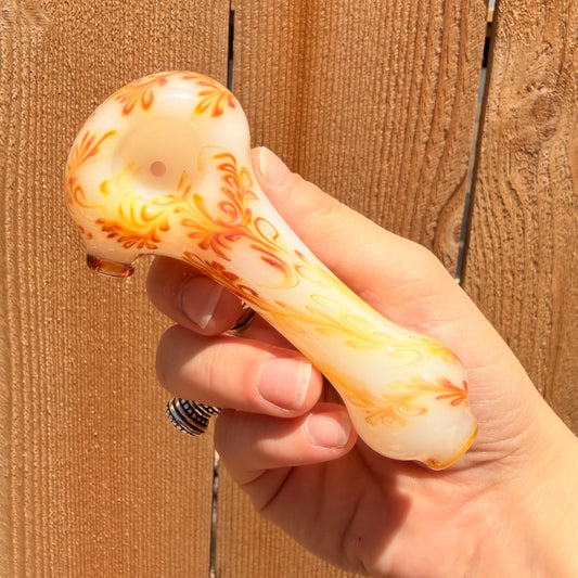Amber and White Venna Pipe - Sqwashglass