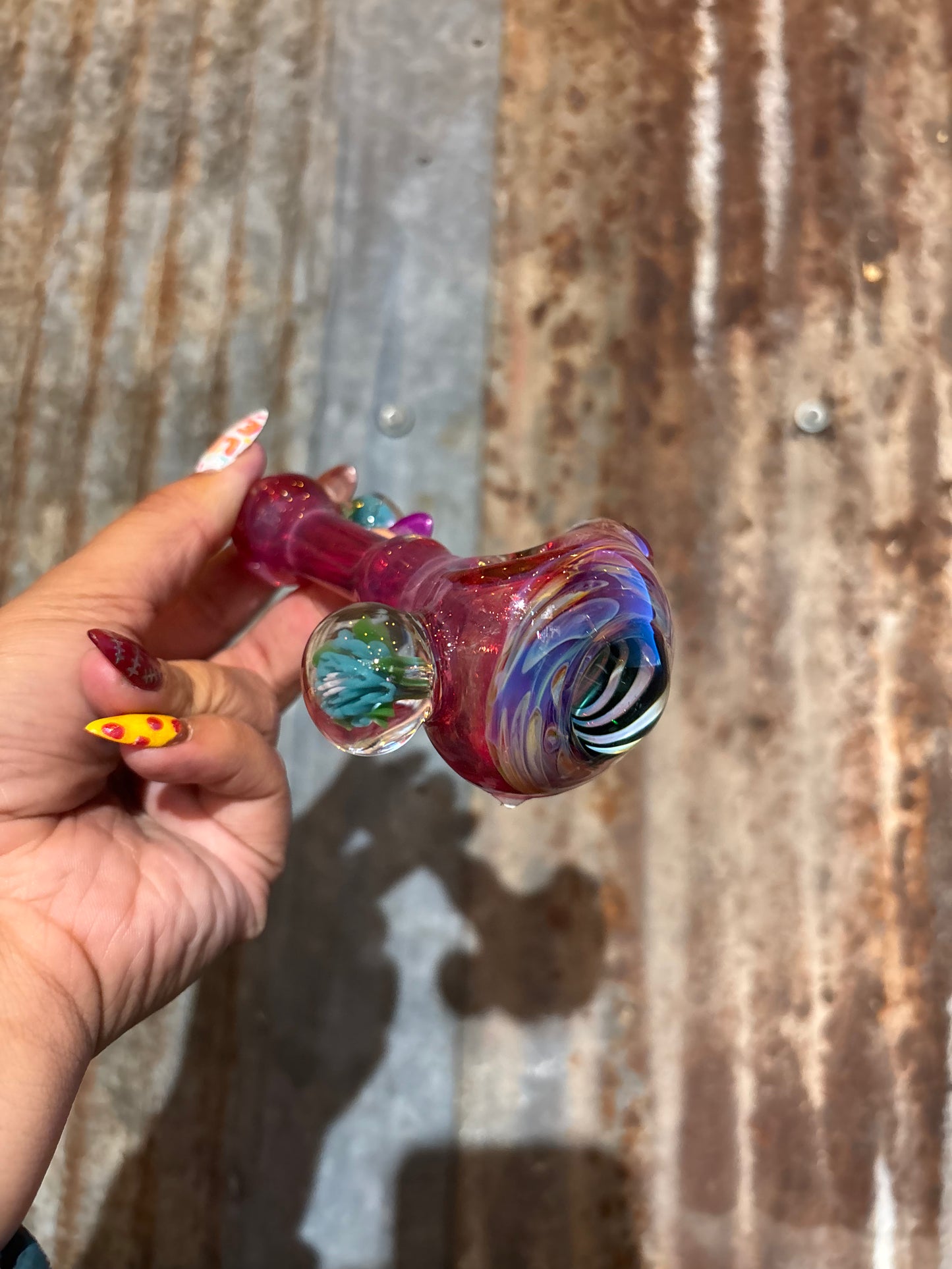 GlassmithBilly Hot Pink Clear and Black Vortex Pipe